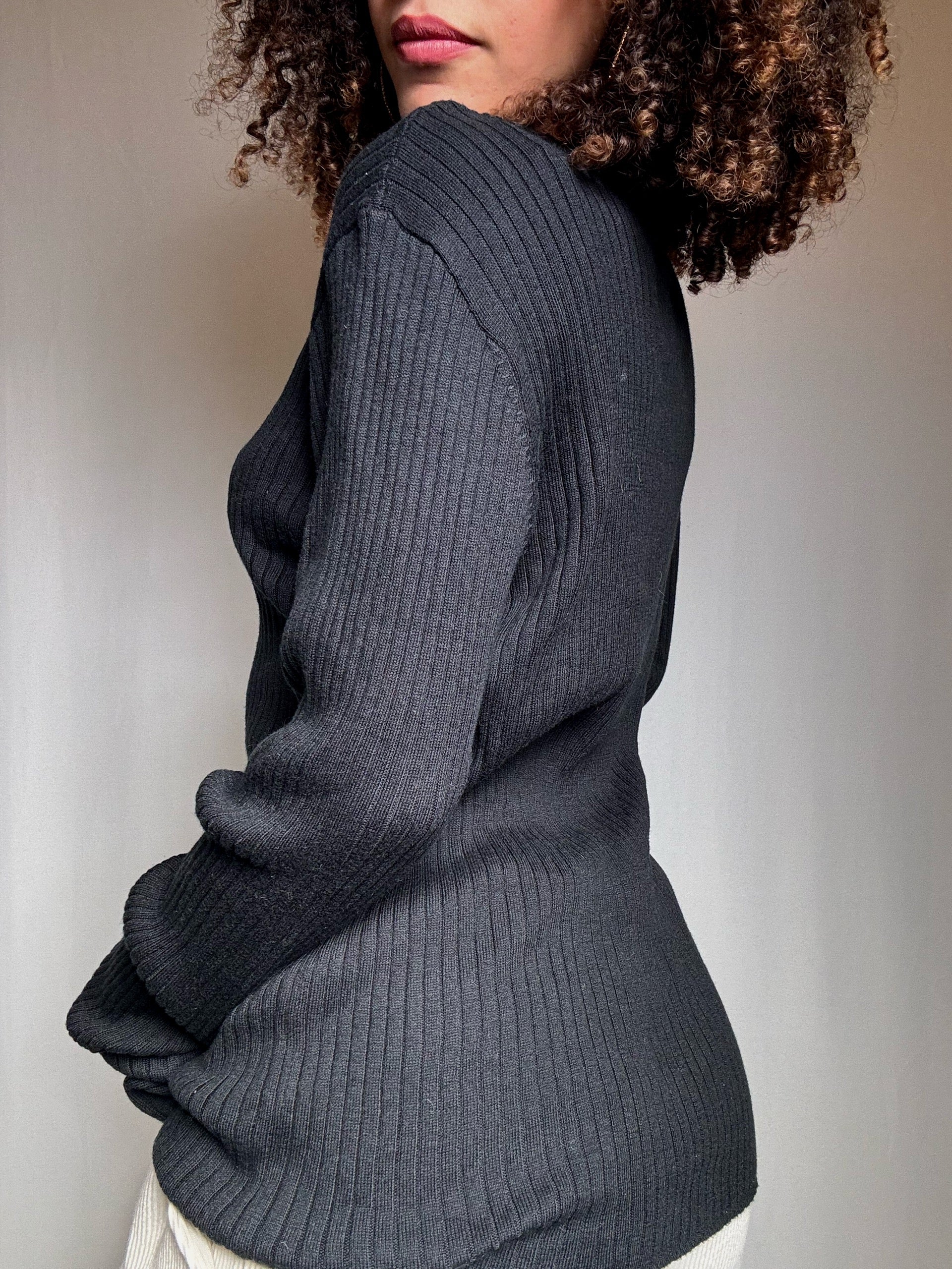 Pull en maille noir L vintage