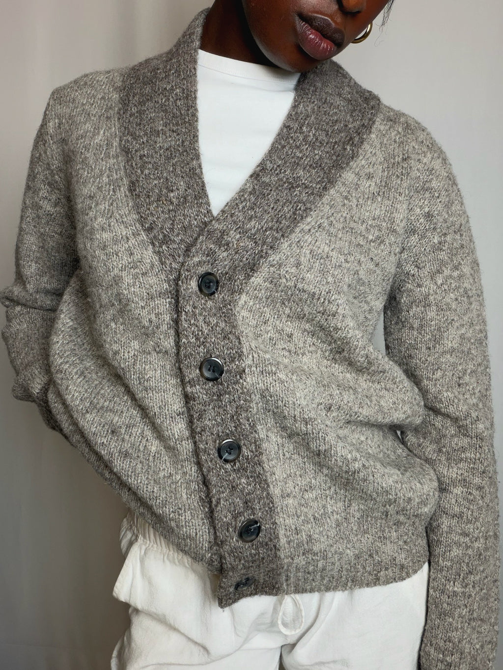Cardigan beige chiné S/M vintage