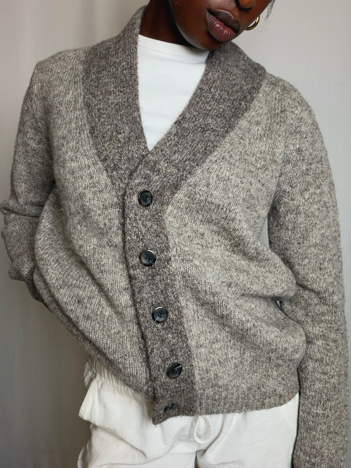 Cardigan beige chiné S/M vintage