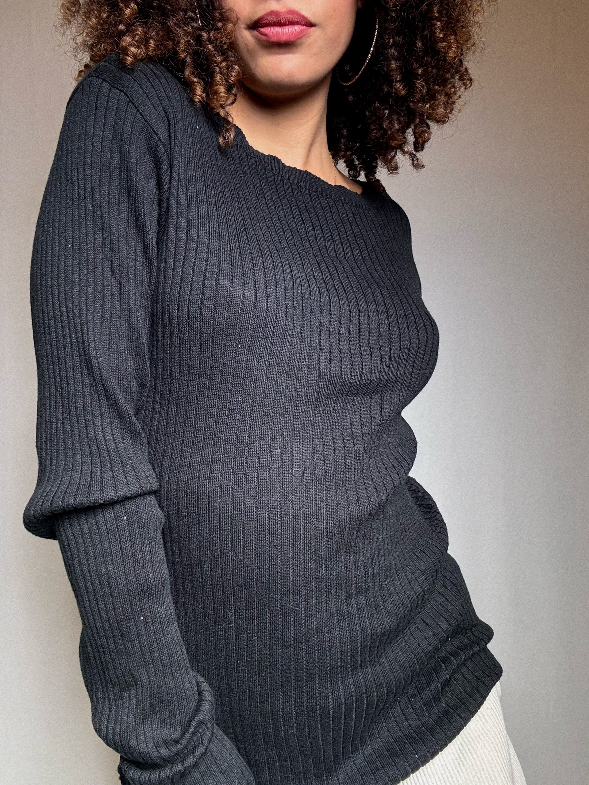 Pull en maille noir L vintage