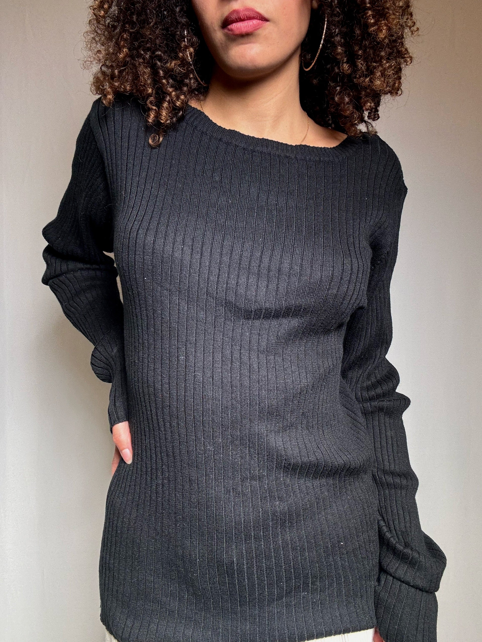 Pull en maille noir L vintage