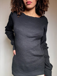 Pull en maille noir L vintage