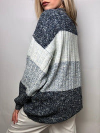Vintage XL gray gradient braid crew neck sweater