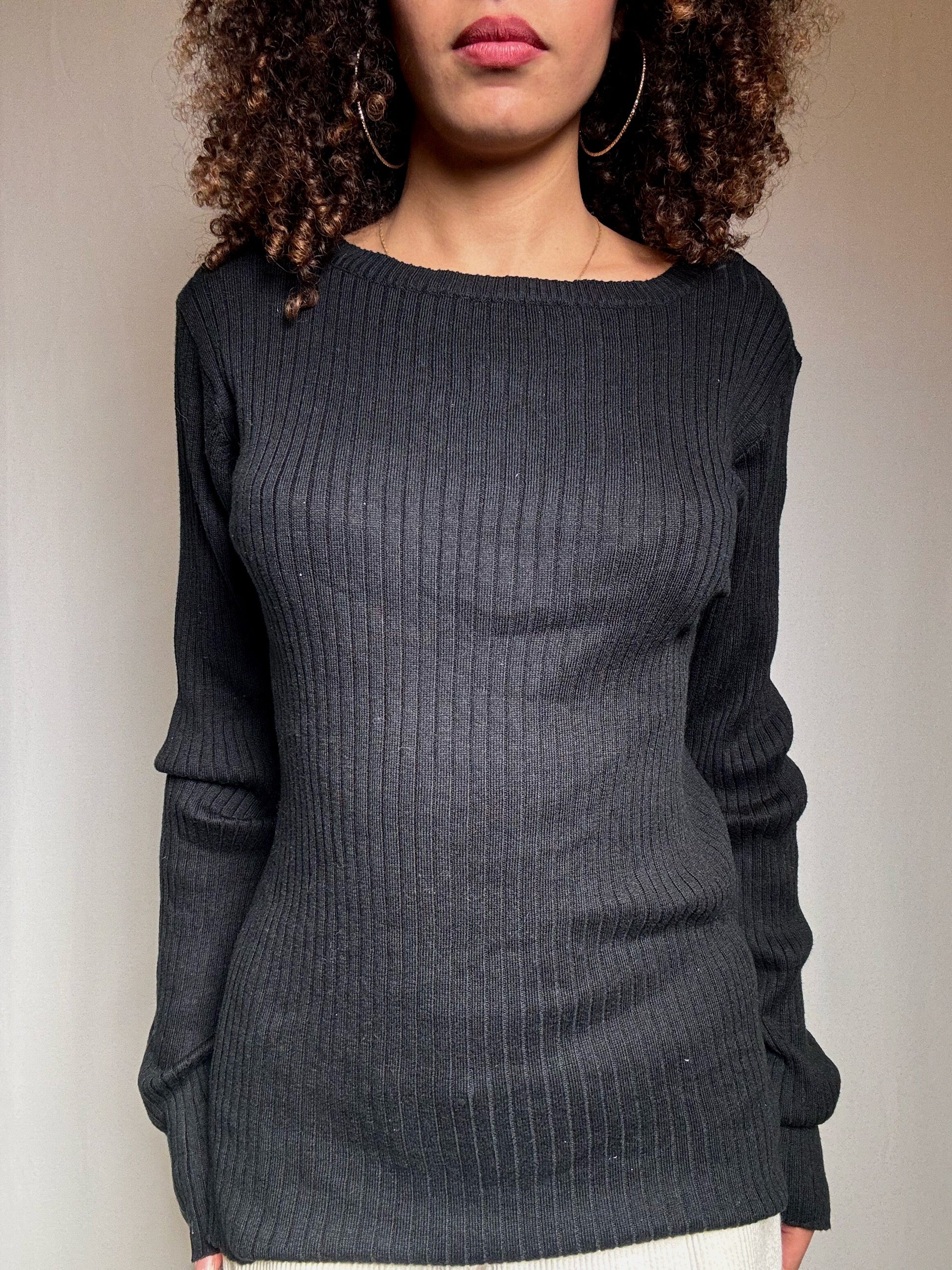 Pull en maille noir L vintage