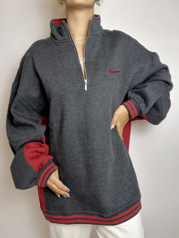 Pull vintage gris et rouge Nike XL premium