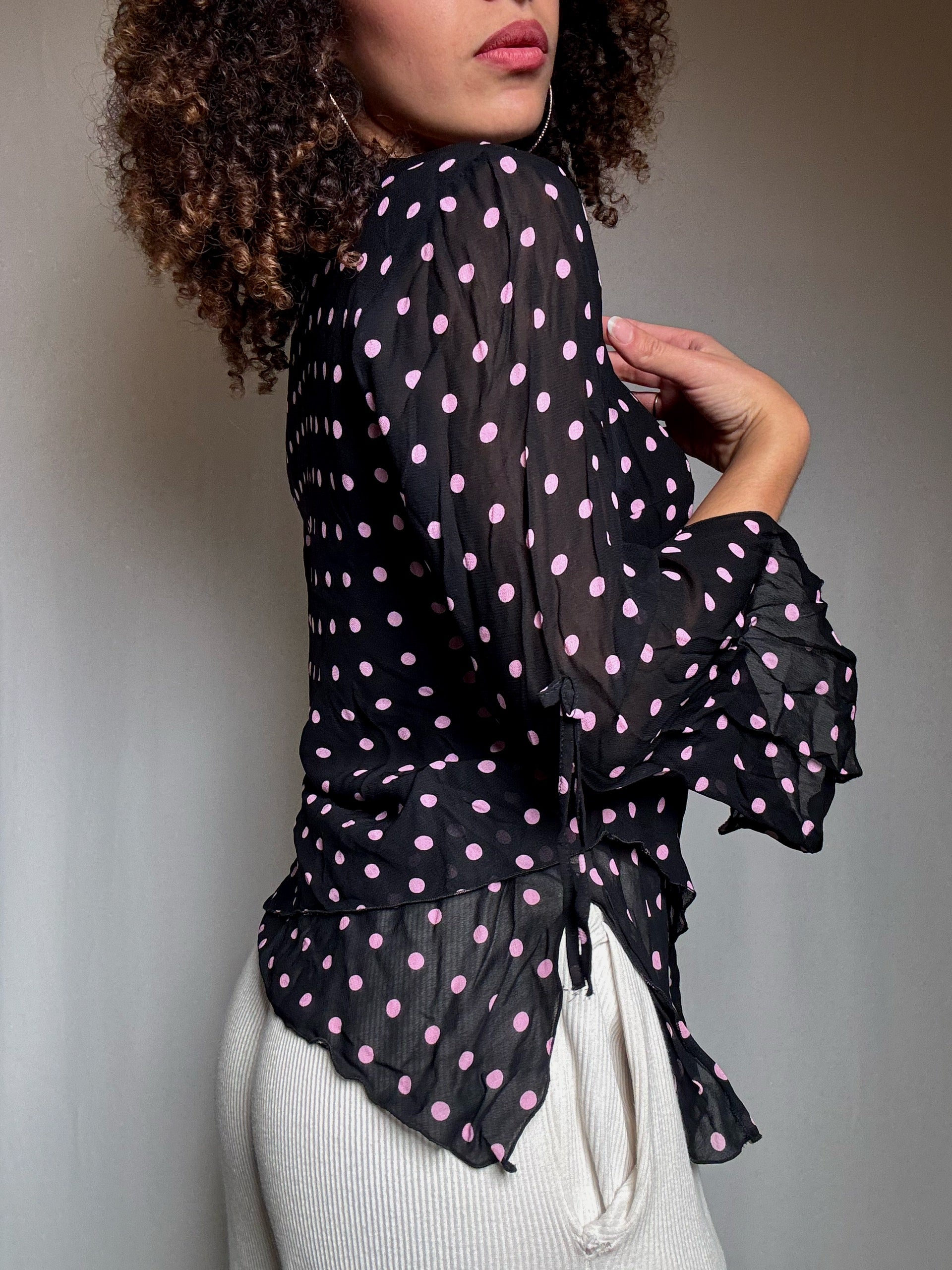 Top en mesh imprimé polka dot S/M vintage