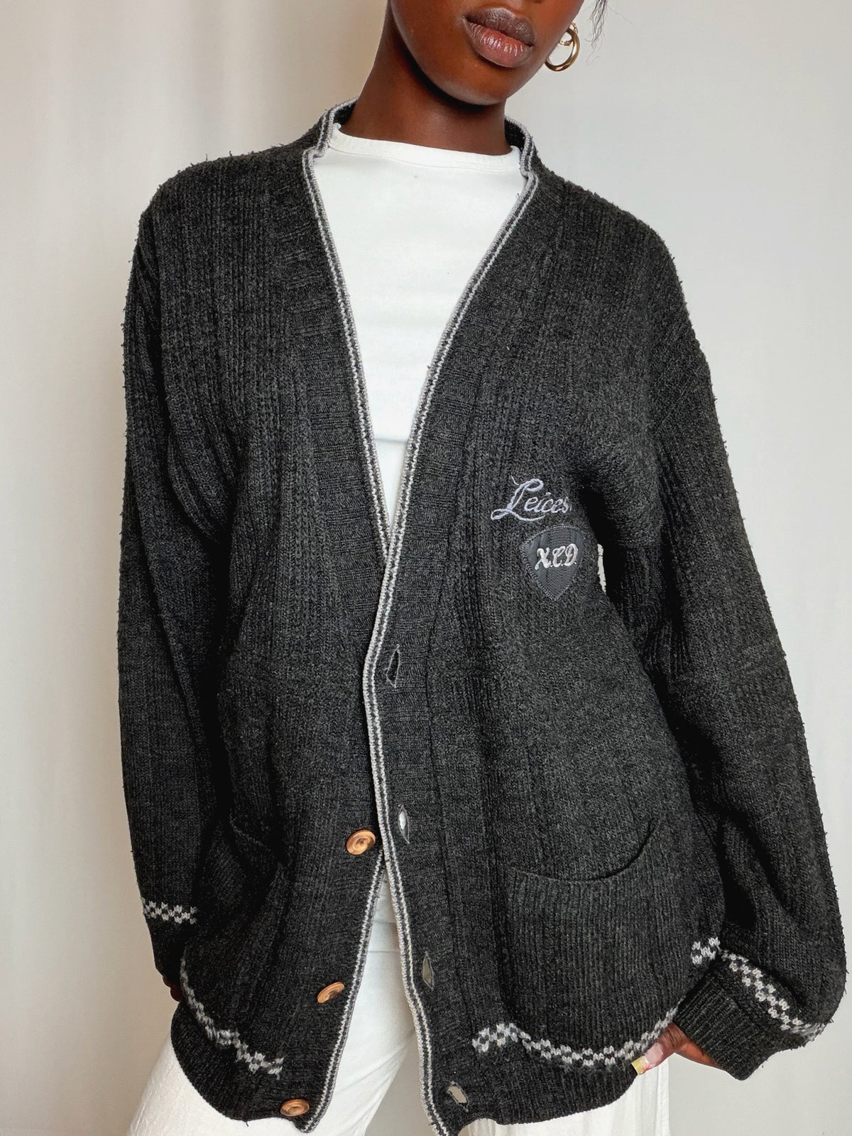 Cardigan en maille gris XL vintage