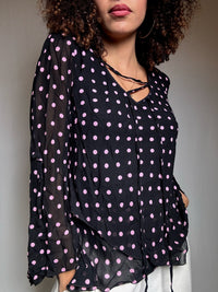 Top en mesh imprimé polka dot S/M vintage