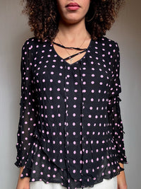 Top en mesh imprimé polka dot S/M vintage