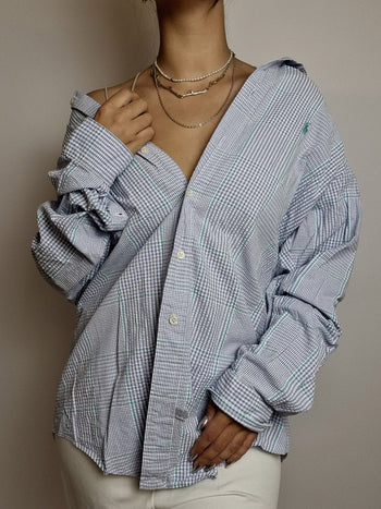 Vintage blue and green checked shirt L