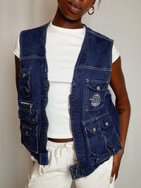 Gilet en denim marine Energie M vintage