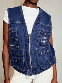 Gilet en denim marine Energie M vintage