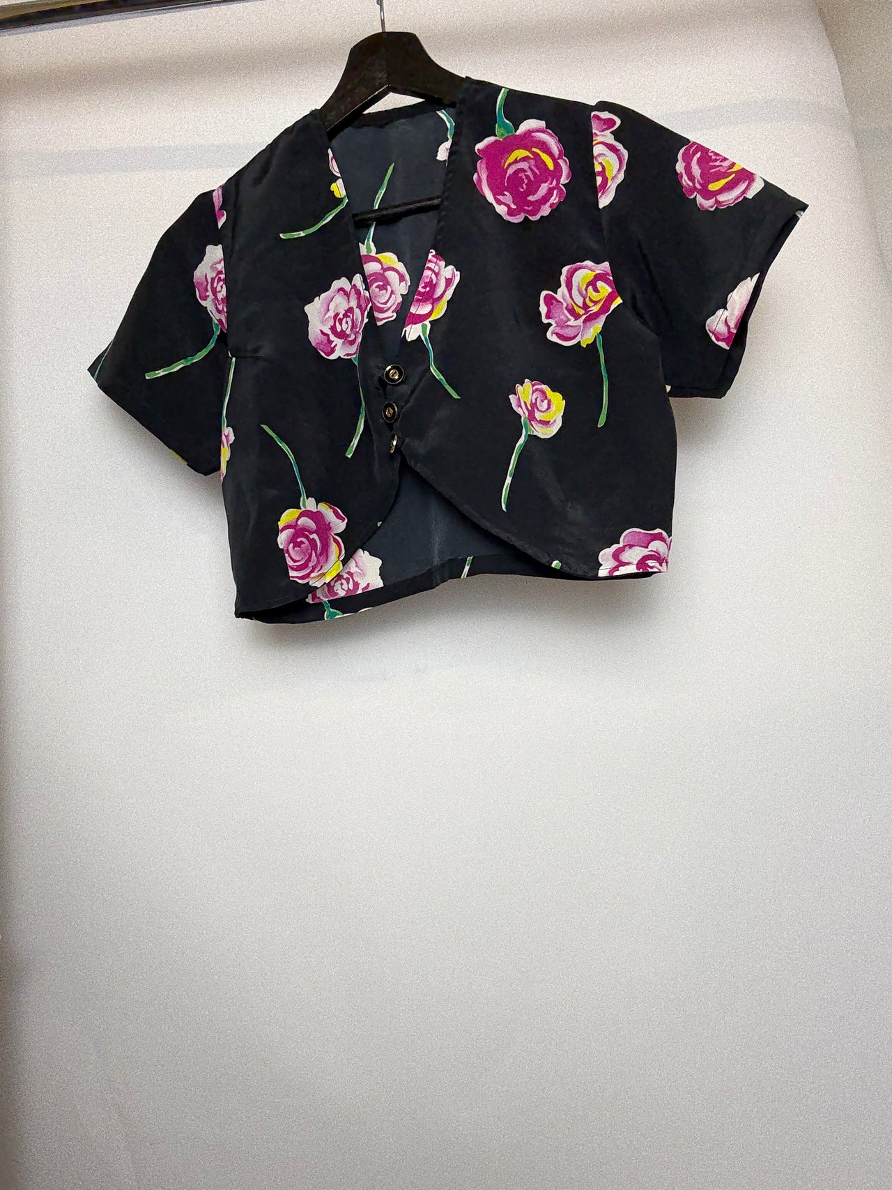 boléro noir à fleurs S braderie