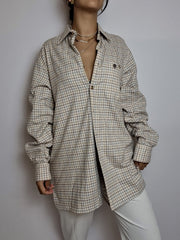 Chemise vintage blanche doublée beiges/bruns L