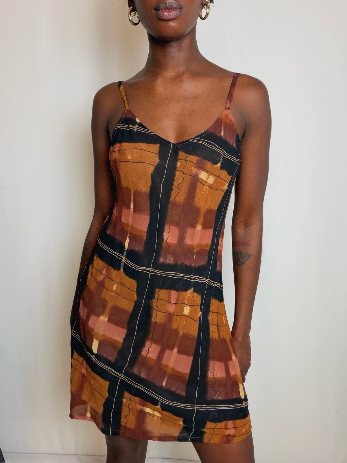 Robe à motifs brune S vintage
