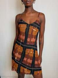 Robe à motifs brune S vintage