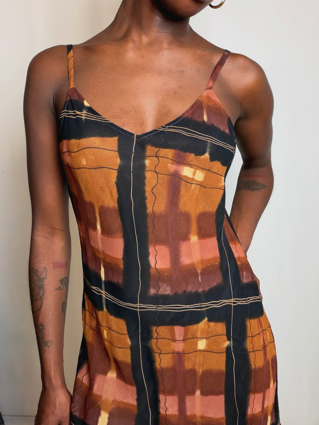 Robe à motifs brune S vintage
