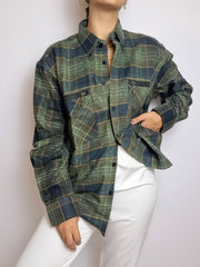 Vintage green checked shirt S