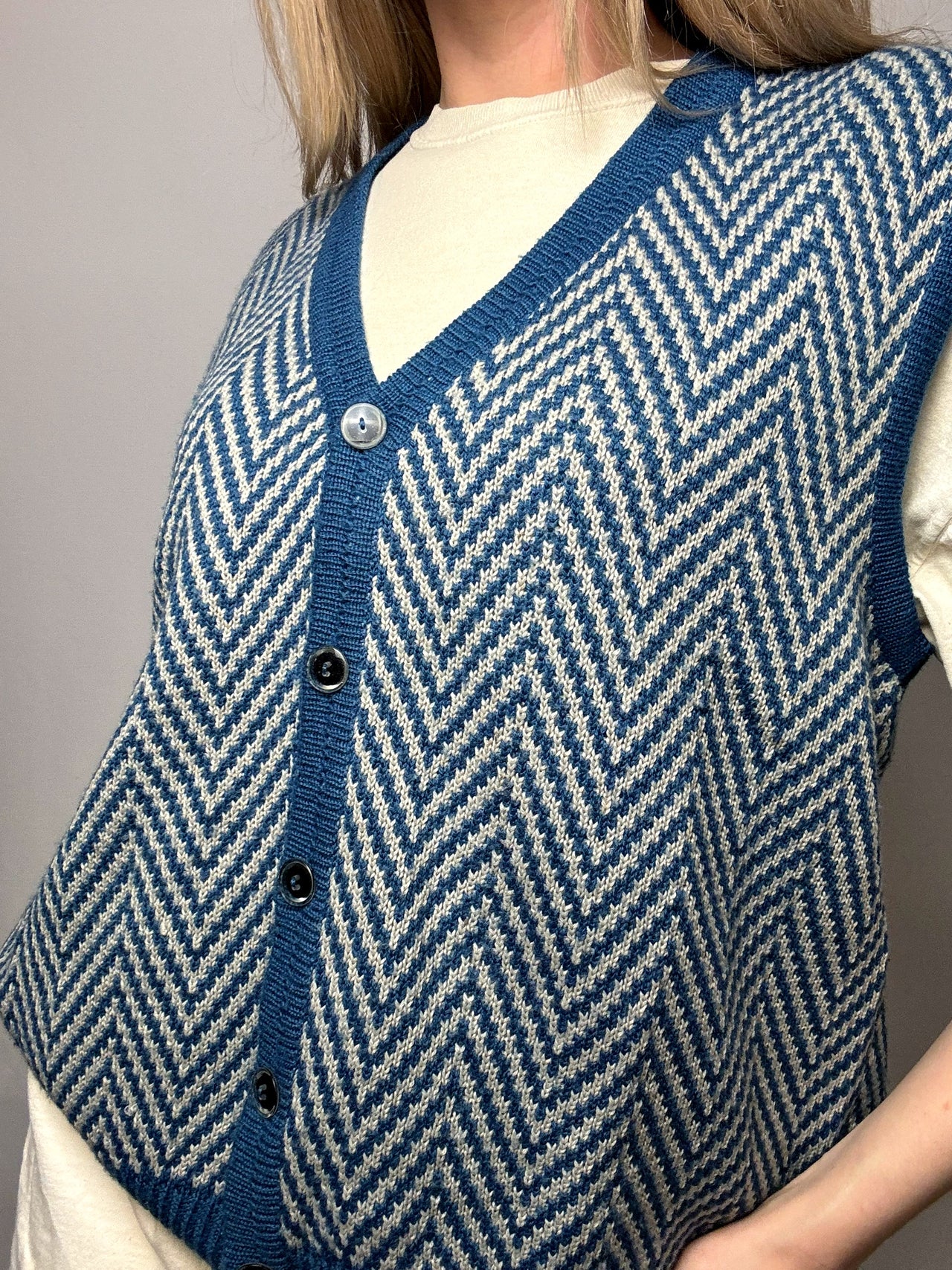 Gilet à boutons et chevrons M vintage