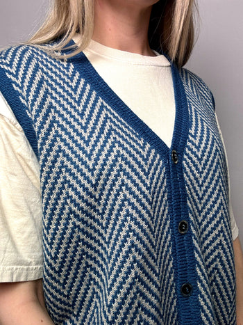 Gilet à boutons et chevrons M vintage