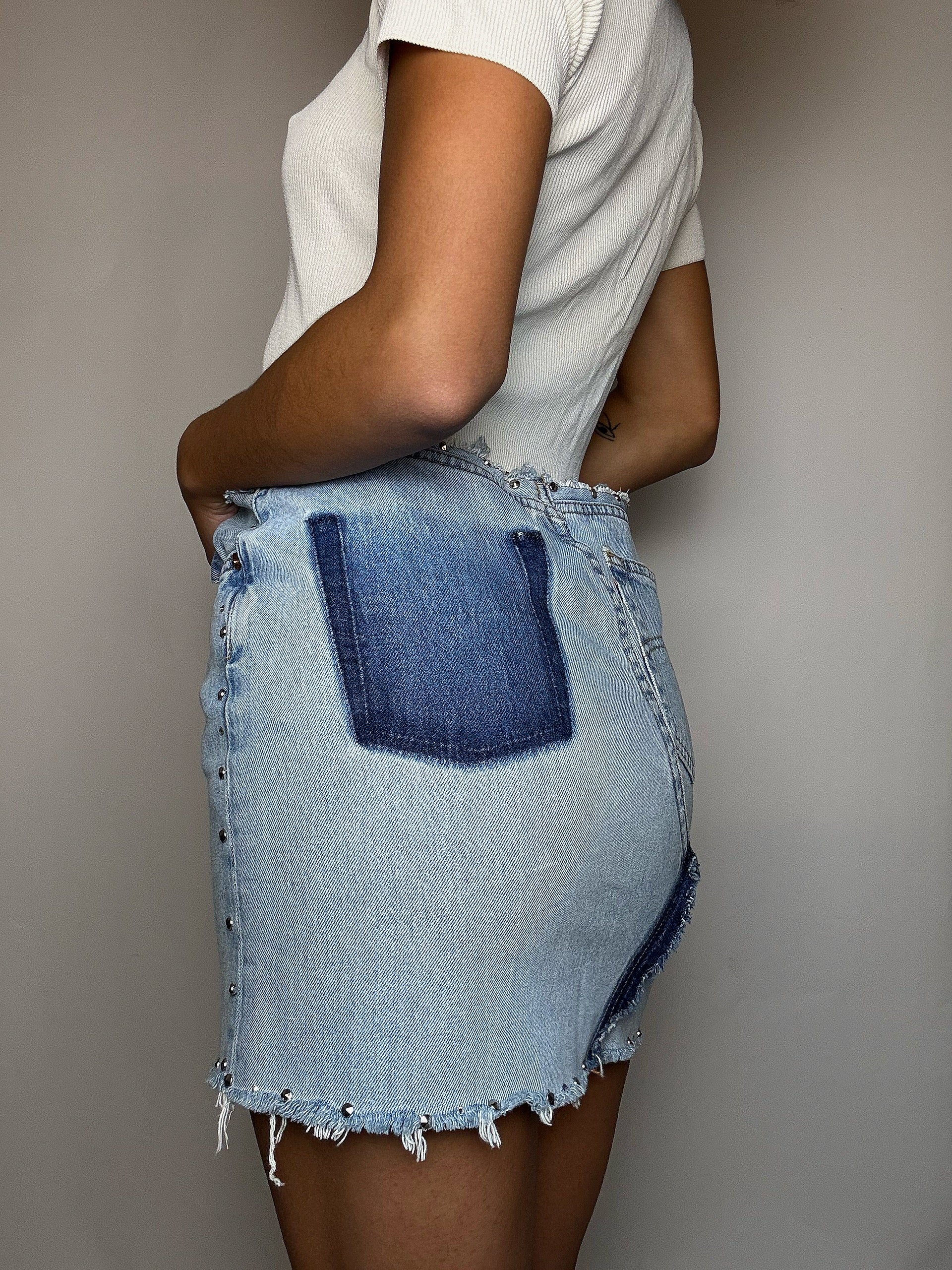Jupe en jean upcyclée M vintage