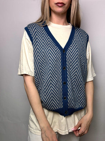 Gilet à boutons et chevrons M vintage