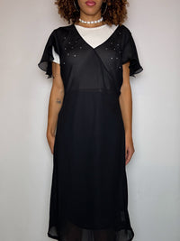 Tunique transparente noire avec strass CANDA M vintage