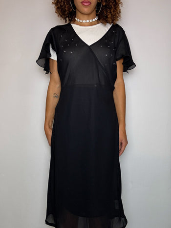 Tunique transparente noire avec strass CANDA M vintage