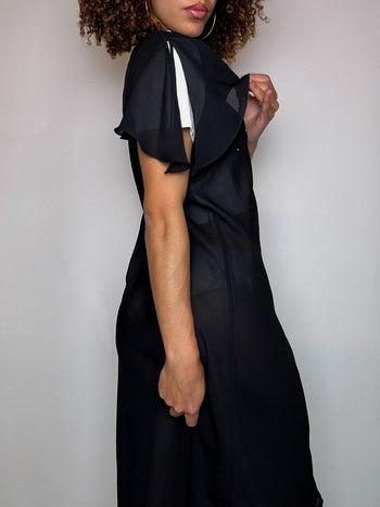 Tunique transparente noire avec strass CANDA M vintage