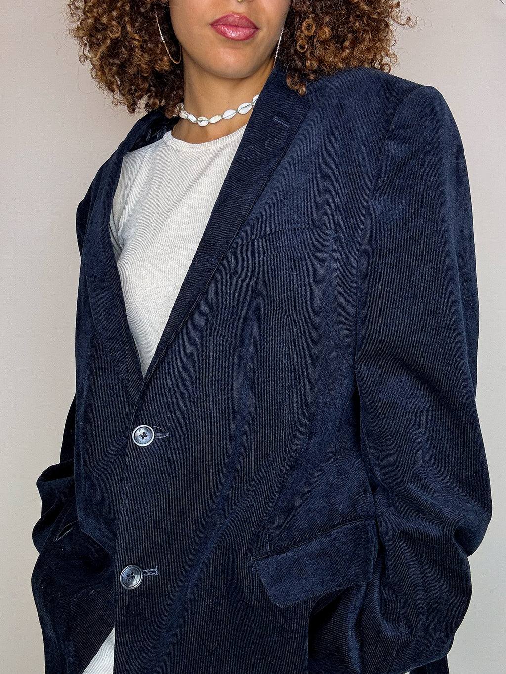 Vintage XL navy corduroy blazer