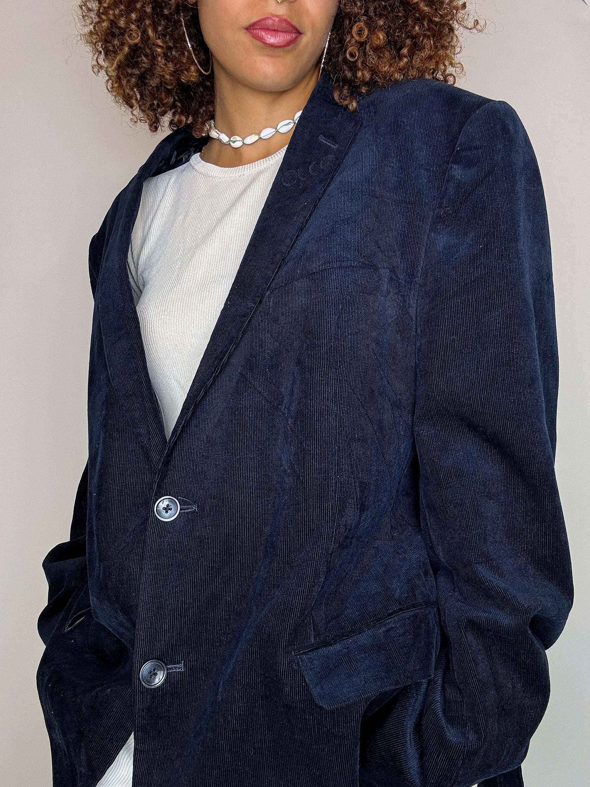 Vintage XL navy corduroy blazer
