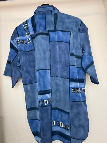 Chemisette fluide imprimée bleue L braderie