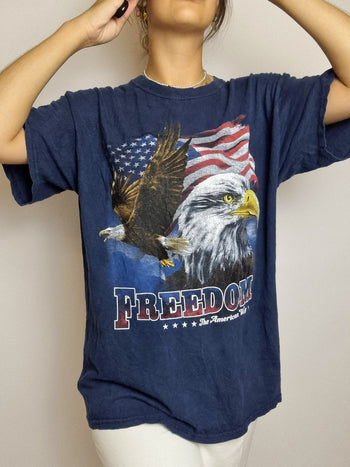 T-shirt vintage bleu foncé USA L