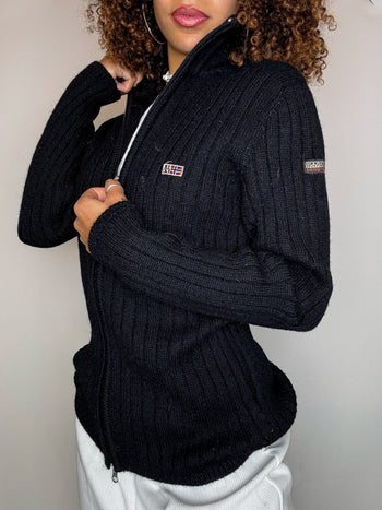 Cardigan zippé noir NAPAPIJRI M vintage