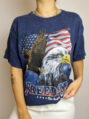 T-shirt vintage bleu foncé USA L