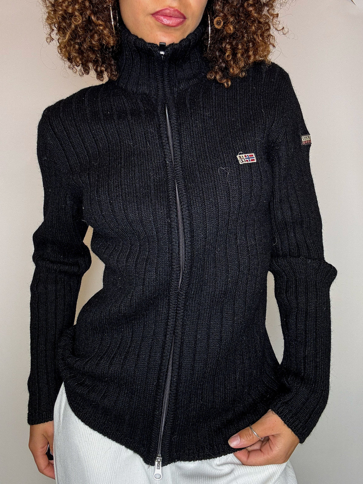 Cardigan zippé noir NAPAPIJRI M vintage