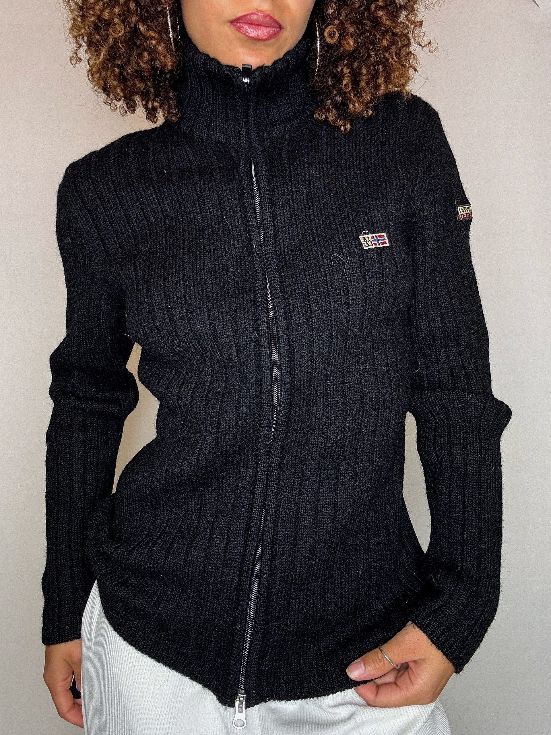 Cardigan zippé noir NAPAPIJRI M vintage