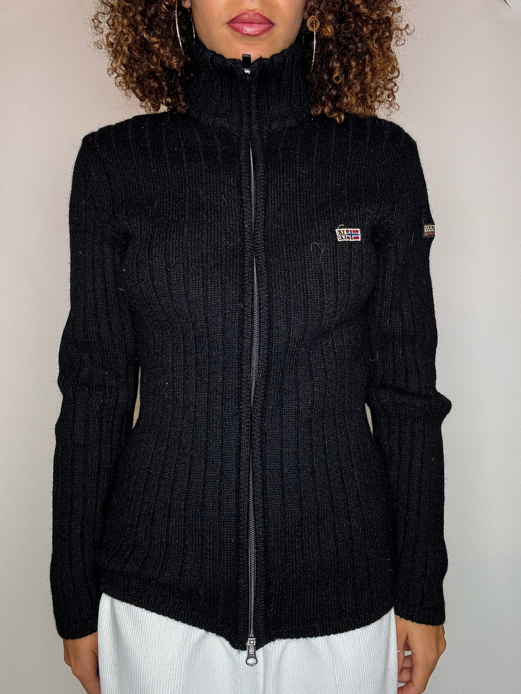 Cardigan zippé noir NAPAPIJRI M vintage