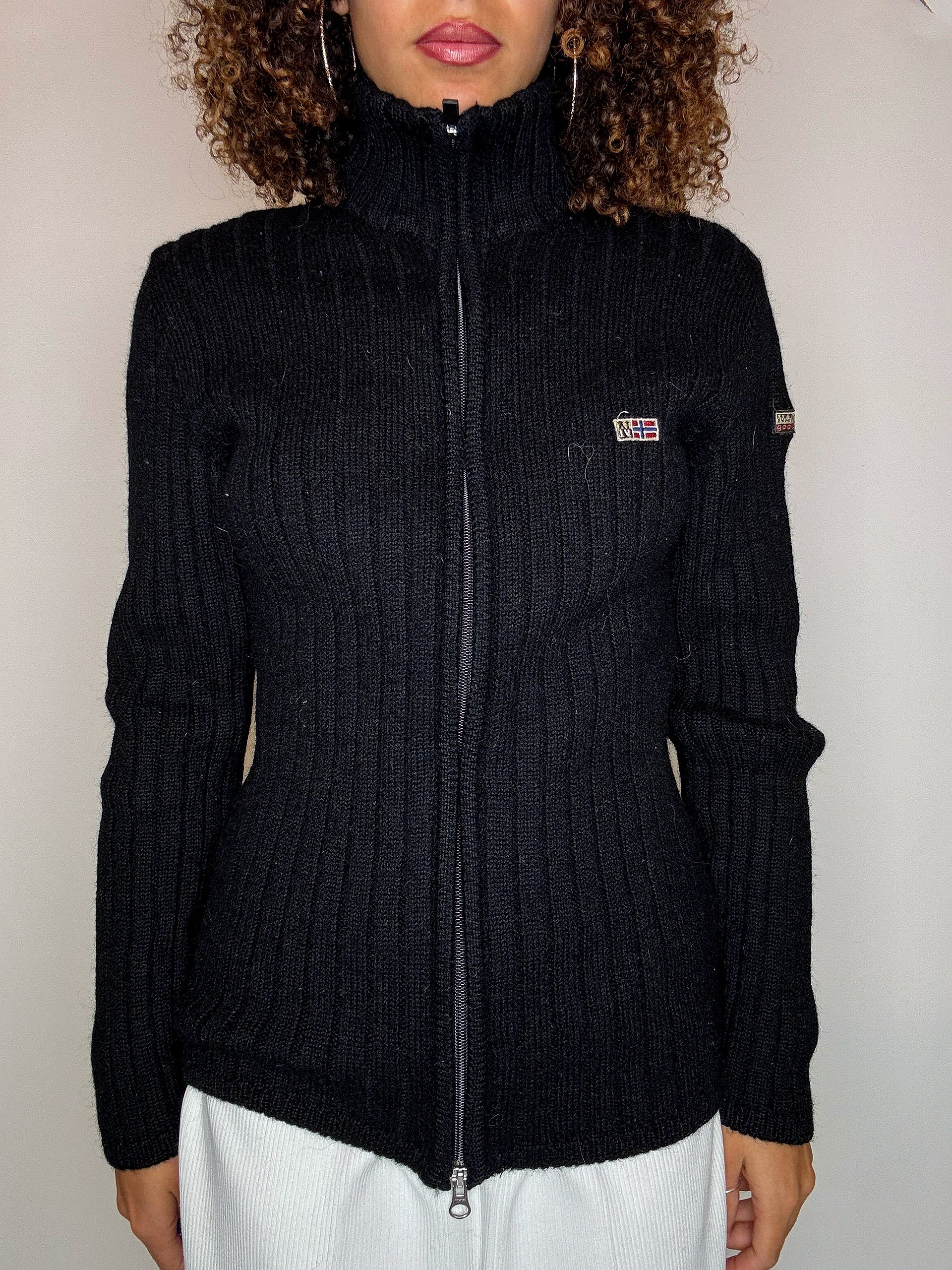 Cardigan zippé noir NAPAPIJRI M vintage