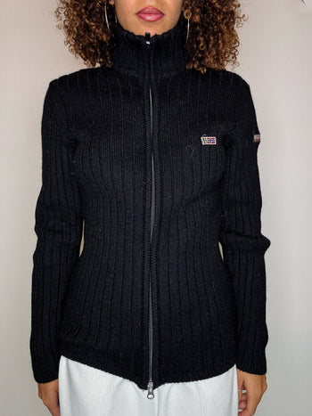 Cardigan zippé noir NAPAPIJRI M vintage