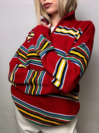 Vintage RALPH LAUREN rot gestreifter Rollkragenpullover L