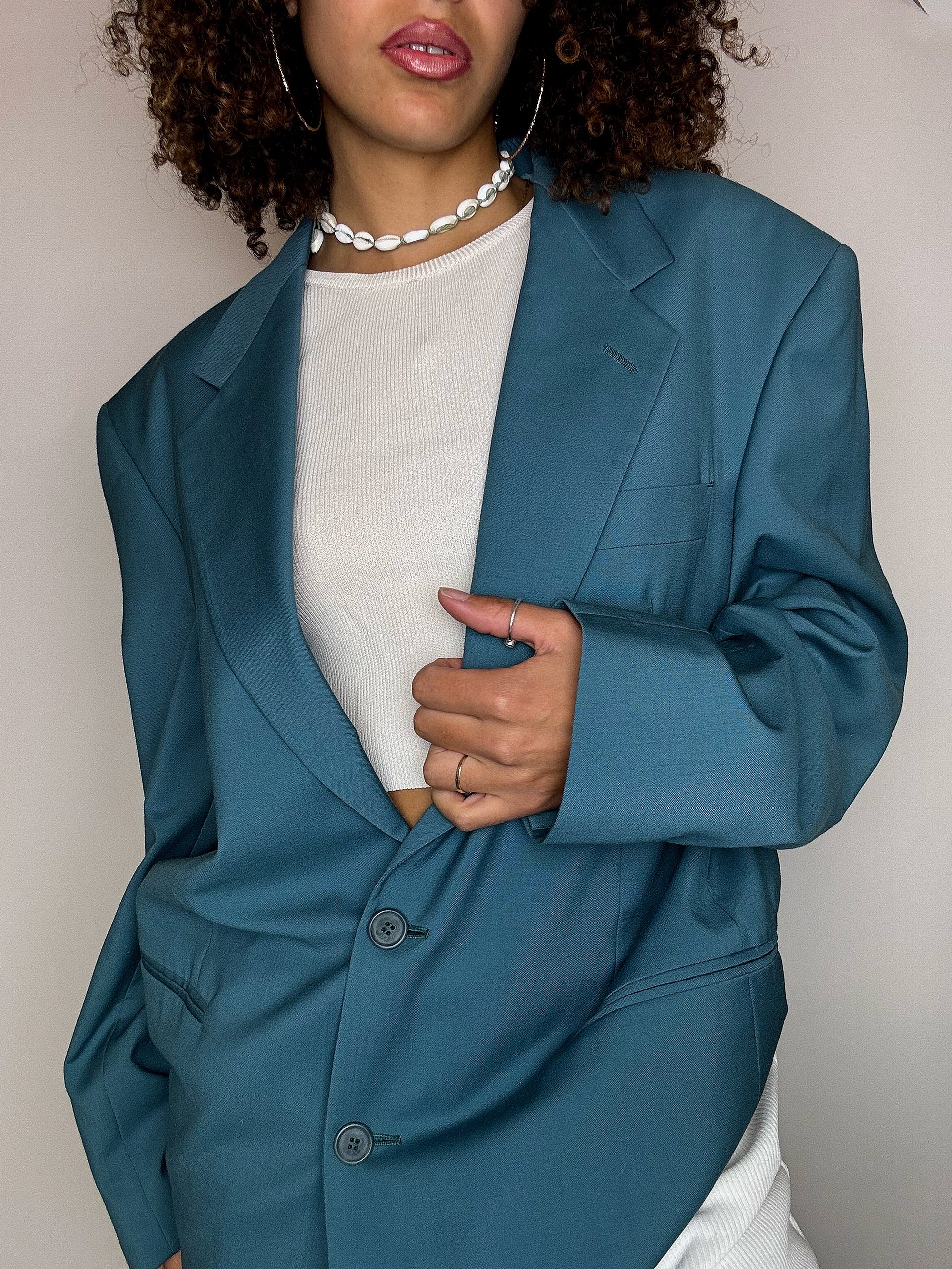 Vintage XL teal wool blazer