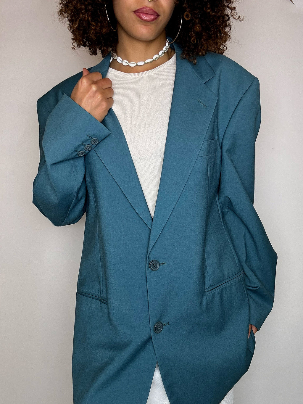 Vintage XL teal wool blazer