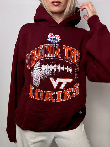 Sweat à capuche bordeau RUSSELL x VIRGINIA TECH HOKIES L vintage