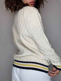 Cardigan beige et marine TENNISWEAR  L vintage
