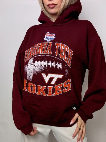 Sweat à capuche bordeau RUSSELL x VIRGINIA TECH HOKIES L vintage