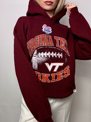 Sweat à capuche bordeau RUSSELL x VIRGINIA TECH HOKIES L vintage