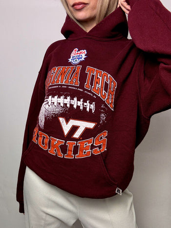 Sweat à capuche bordeau RUSSELL x VIRGINIA TECH HOKIES L vintage