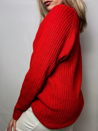 Red round neck sweater TOMMY HILFIGER S vintage
