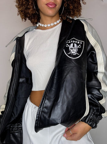 Bomber en cuir NFL - RAIDERS M vintage